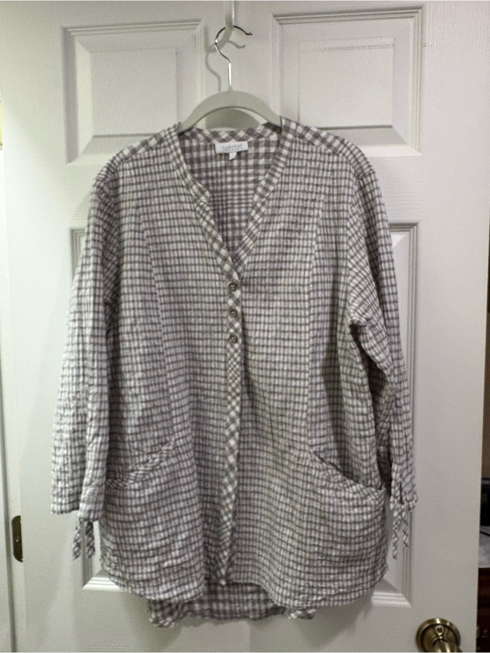 Habitat Gray Checked Button-Front Women's Jacket